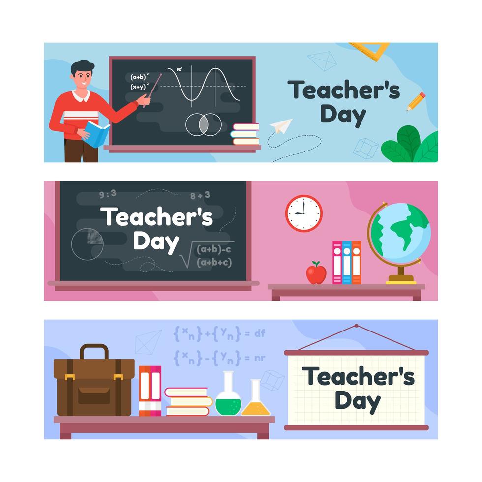 Happy Teacher's Day Banner Collection vector