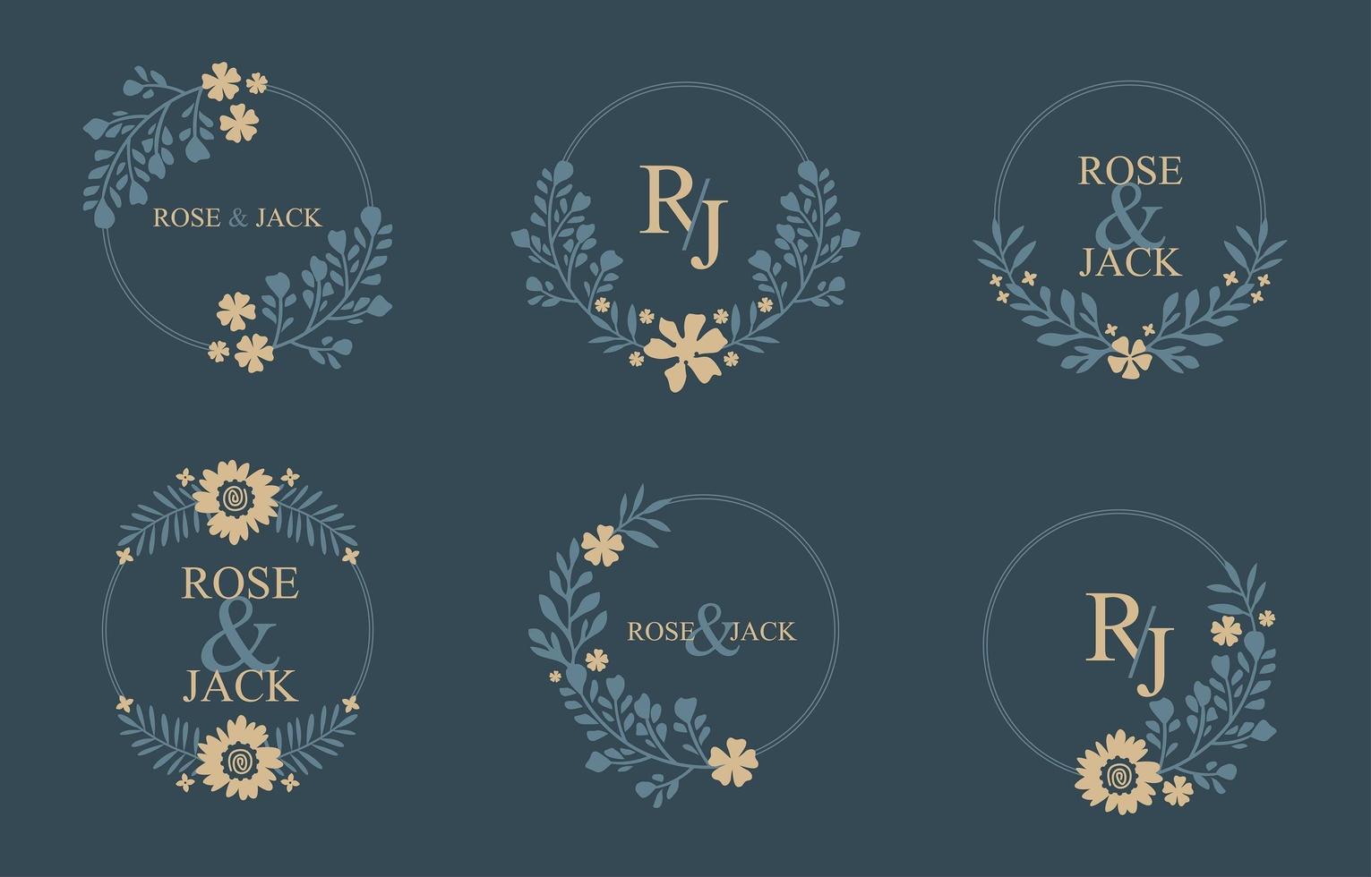 Wedding Monogram Floral Template vector