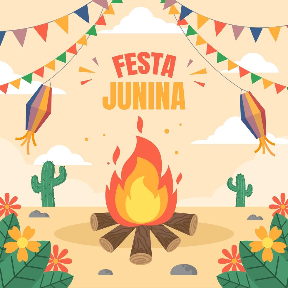 diseño de fondo plano festa junina vector