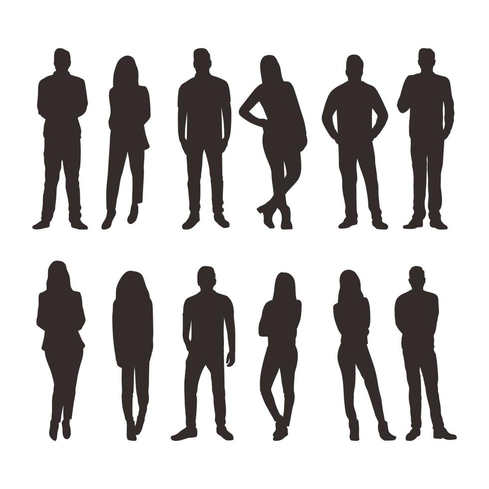 personas en diferentes poses silueta colección vector