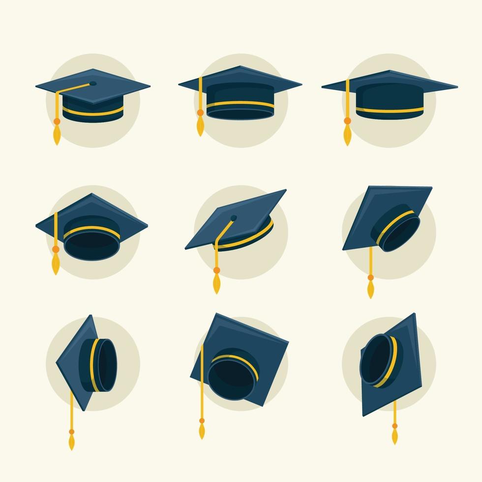 colección de iconos de graduación de sombrero vector