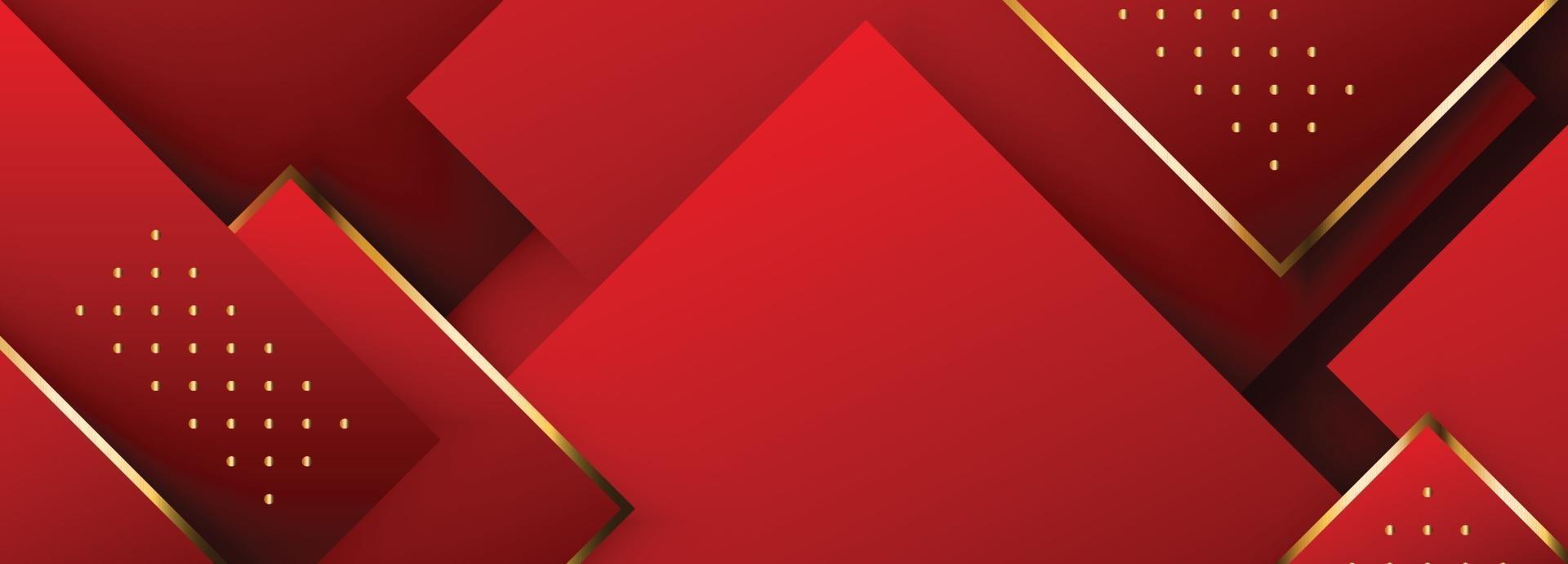 diseño de banner largo rectángulo rojo y dorado vector