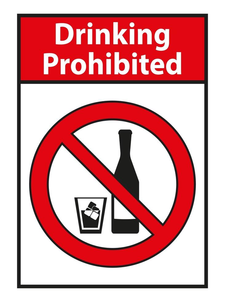 Prohibido beber, ningún signo de alcohol aislado sobre fondo blanco. vector