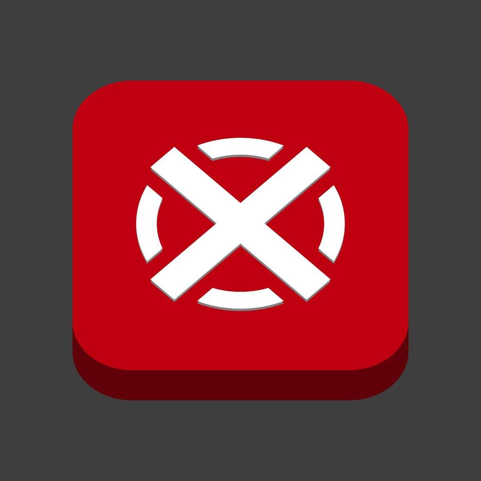 An image of a red cross X,Wrong mark icon,color red model 3D vector