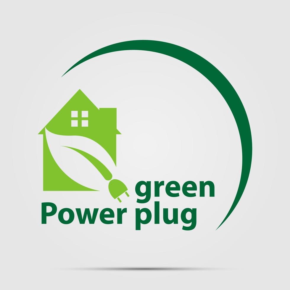 Ecology Power plug green logo icon design template vector