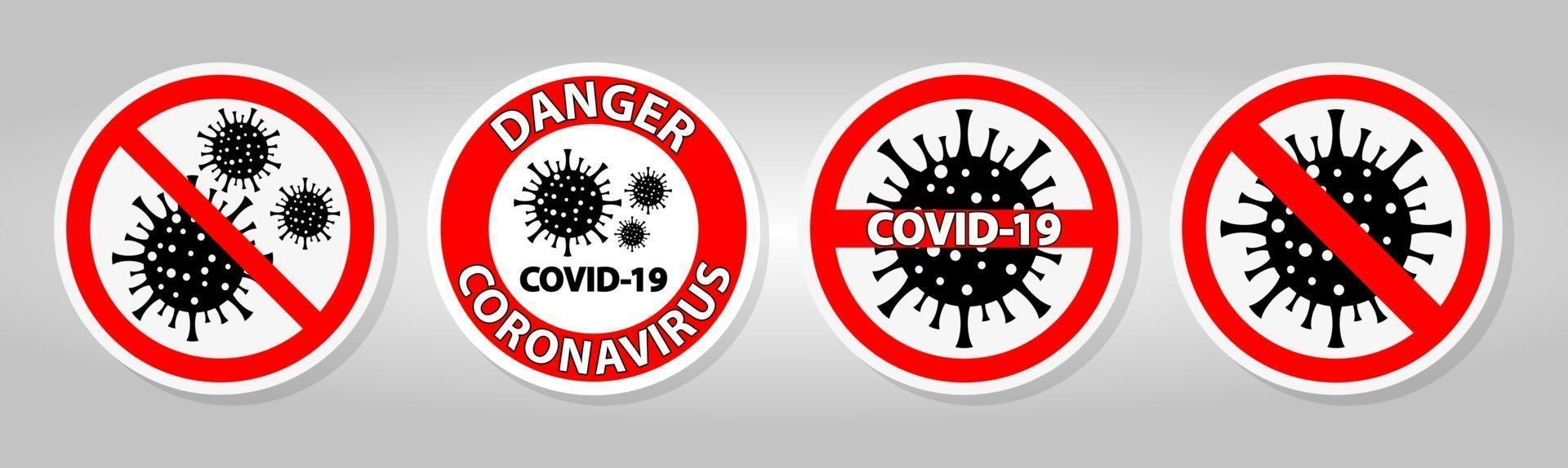 señal de advertencia, precaución brote coronavirus covid 19 vector