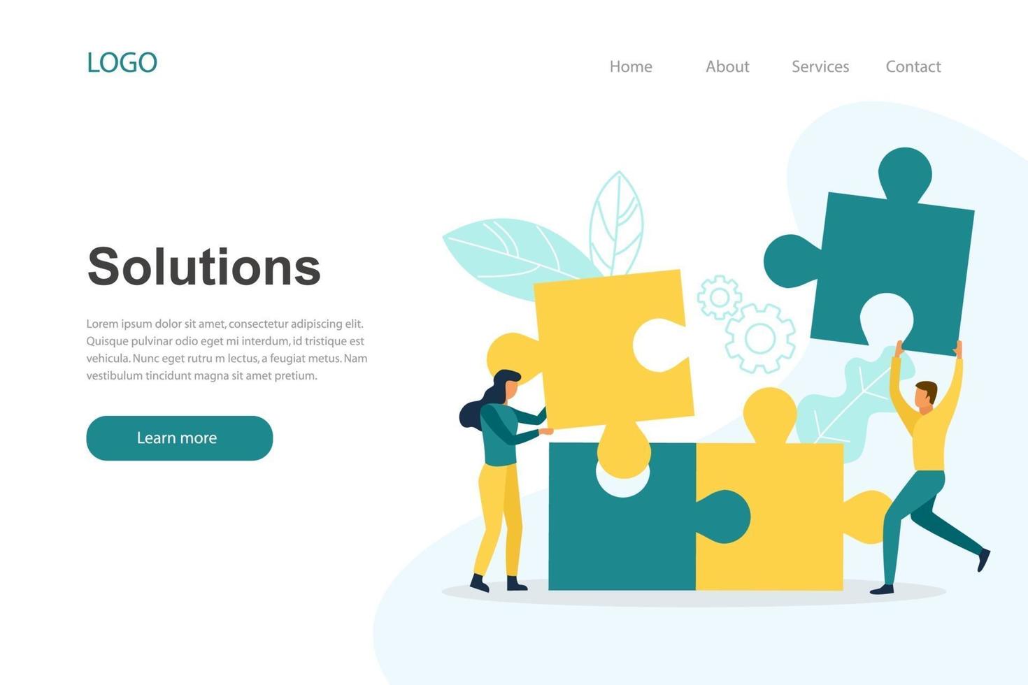 Landing page template of solutions vector