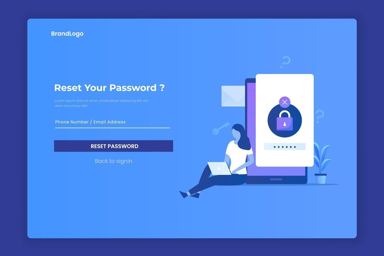 Reset password illustration concept vector
