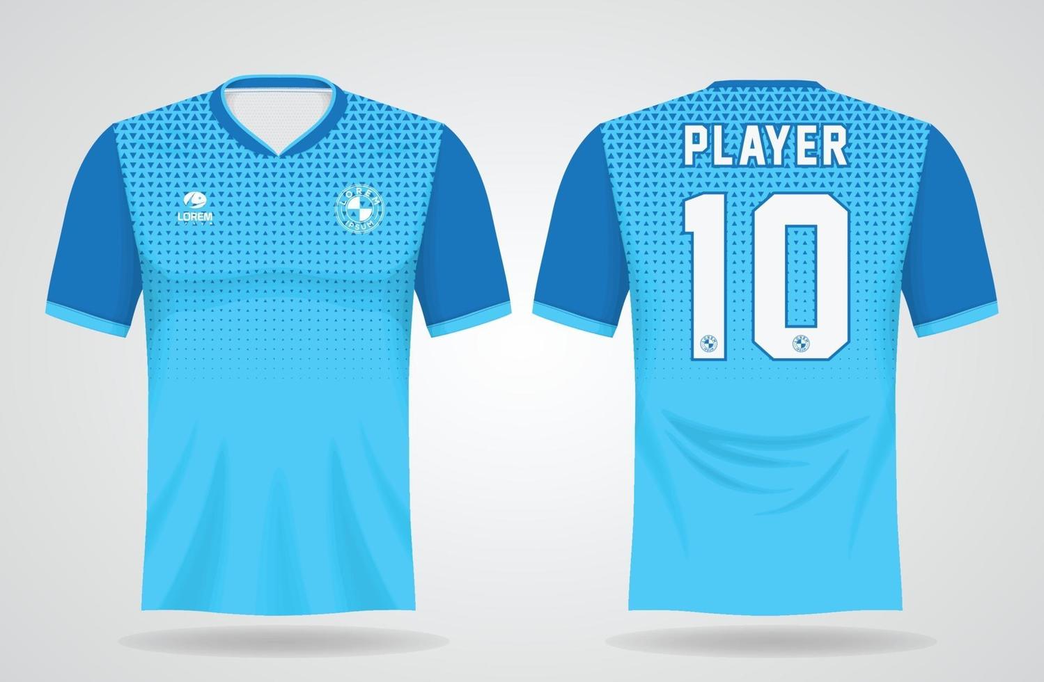 Blue sports jersey template for team uniforms and Soccer t shirt design vector