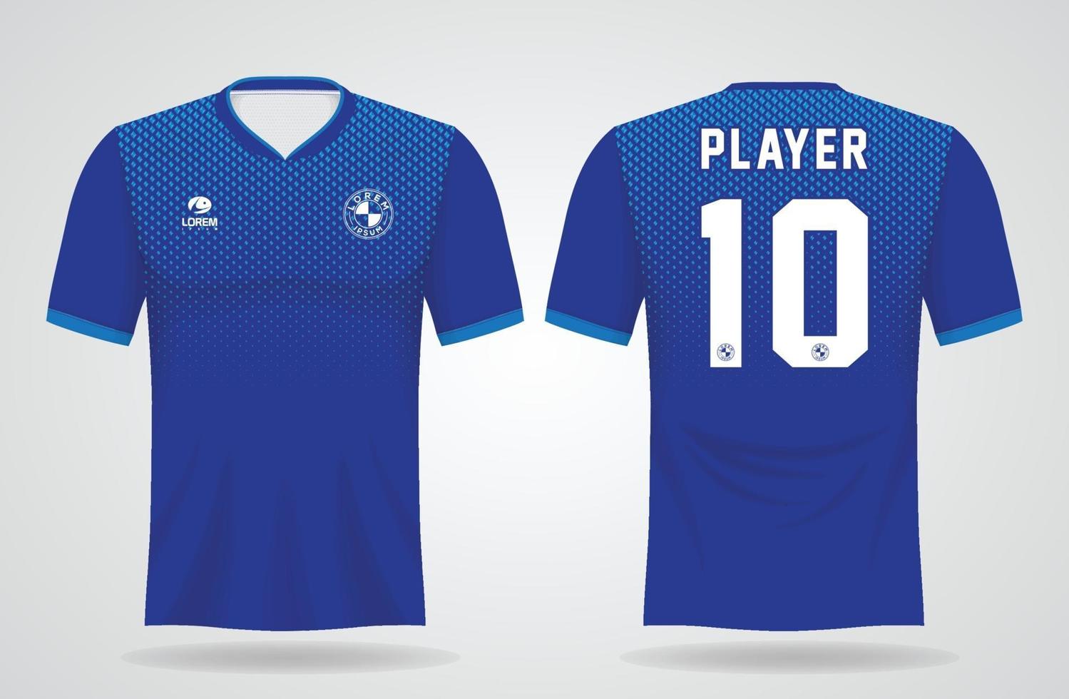 blue sports jersey template for team uniforms and Soccer t shirt design vector