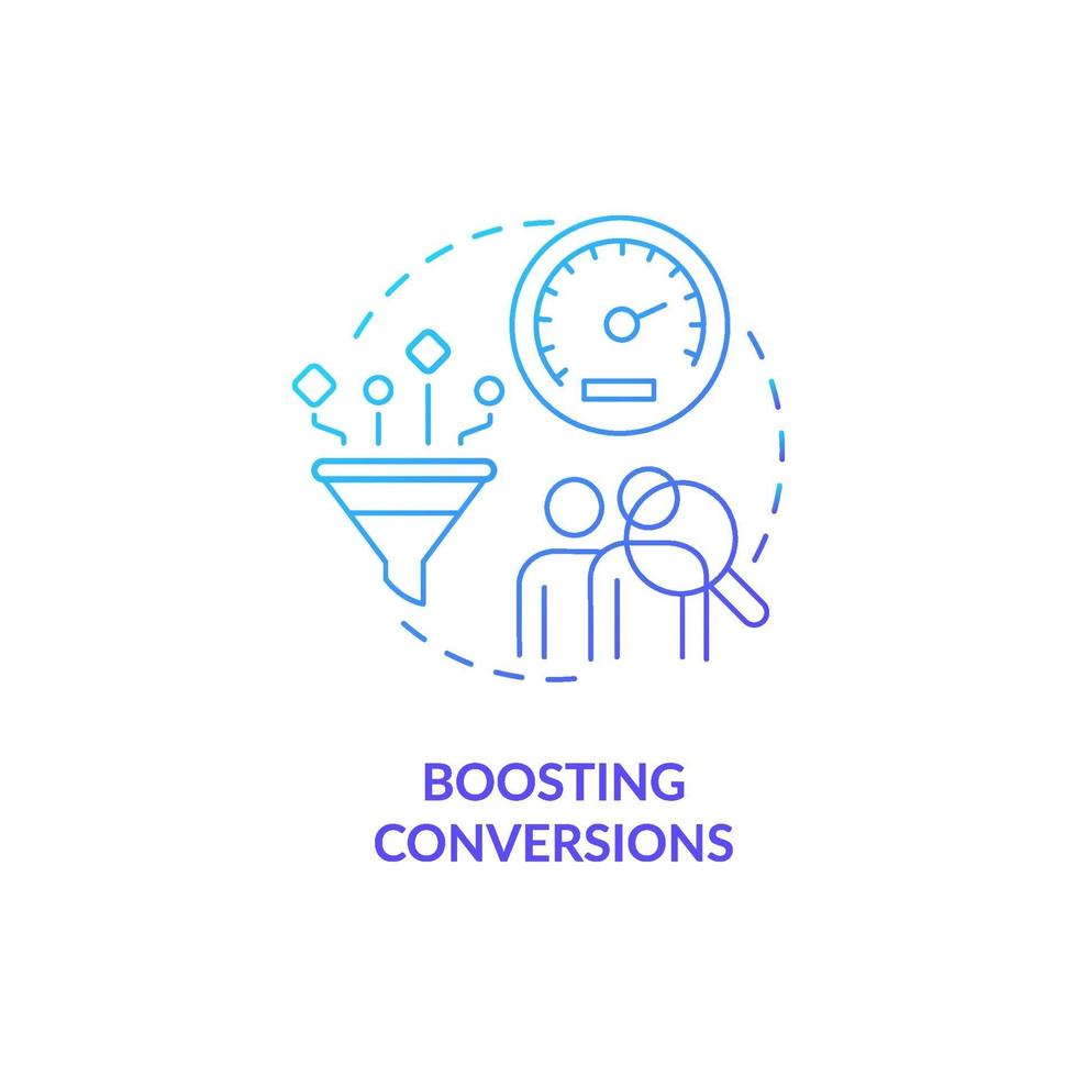 Boosting conversion blue gradient concept icon vector