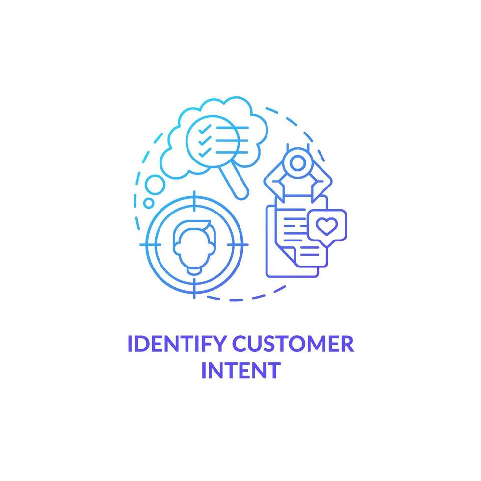 Identify customer intent blue gradient concept icon vector