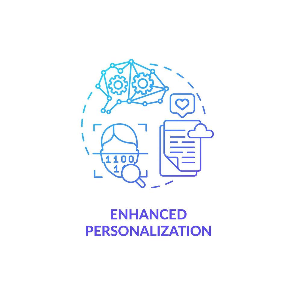 Enhanced personalization blue gradient concept icon vector