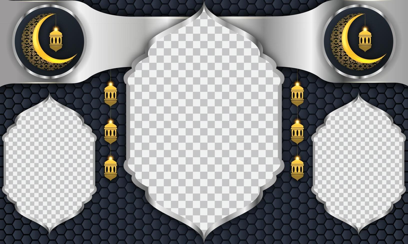 Ramadan kareem background for social media post design template. crescent moon and lantern element. Islamic backgrounds for posters, banners, greeting cards and social media post template. vector