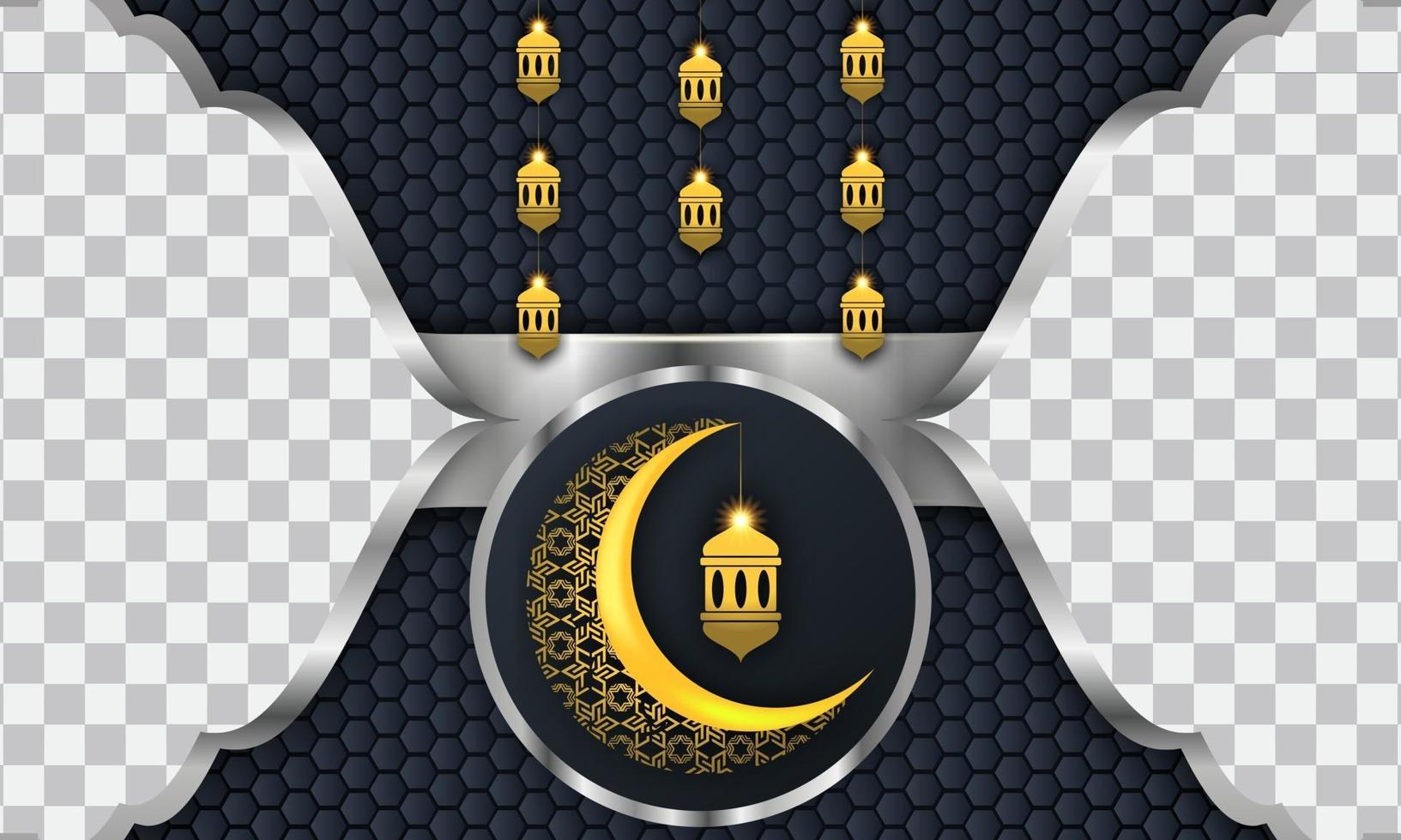 Fondo de ramadan kareem para la plantilla de diseño de publicaciones de redes sociales. luna creciente y elemento de linterna. fondos islámicos para carteles, pancartas, tarjetas de felicitación y plantilla de publicación en redes sociales. vector