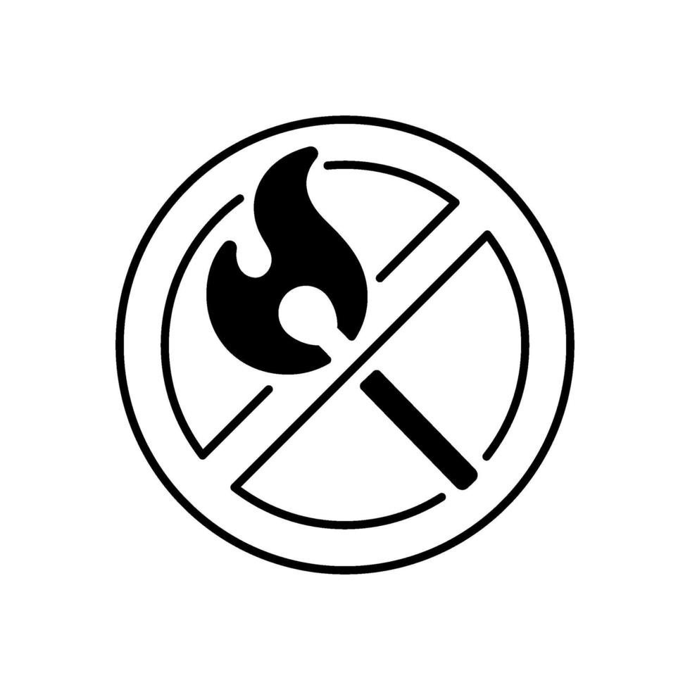 No open flame linear icon vector