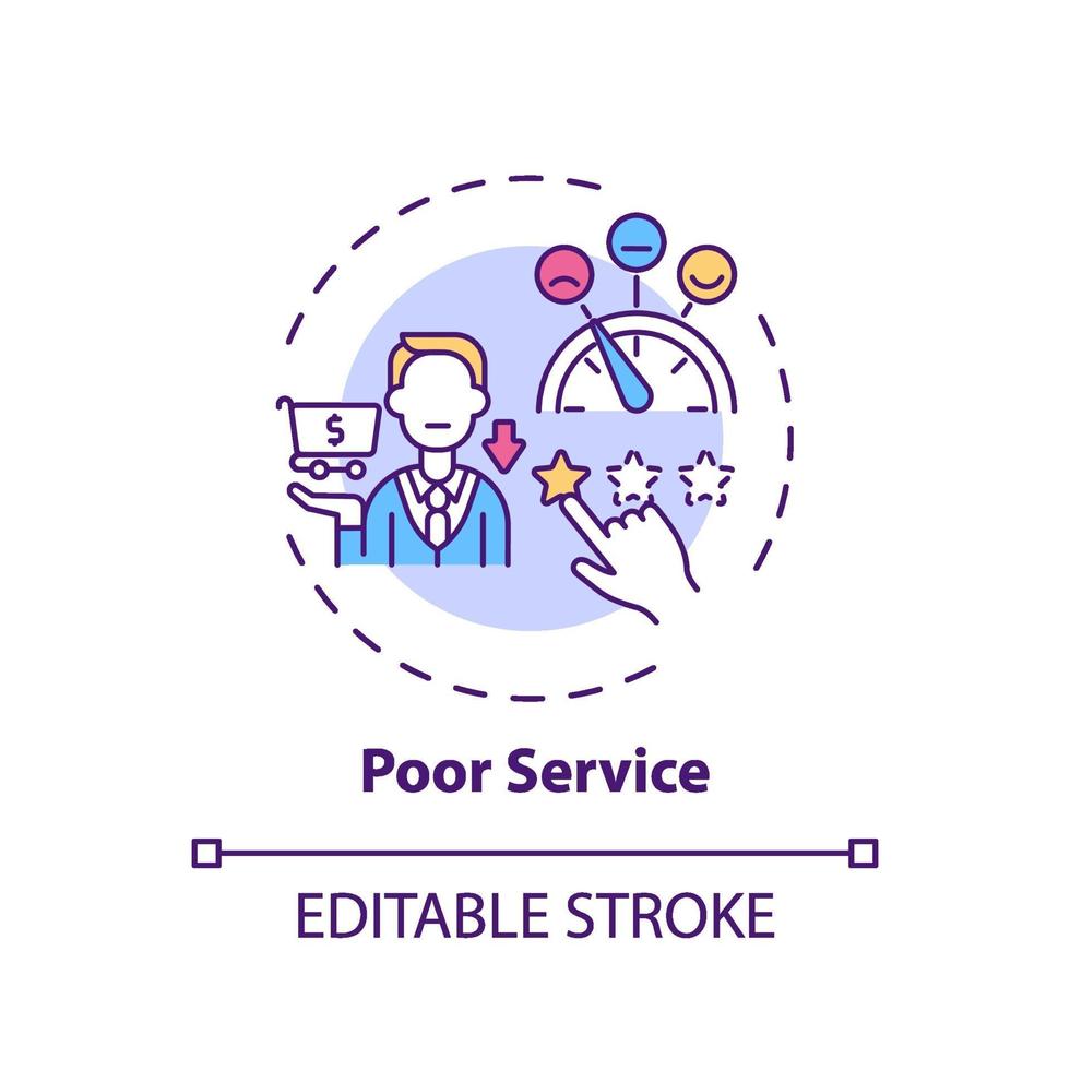 Poor service concept icon vector