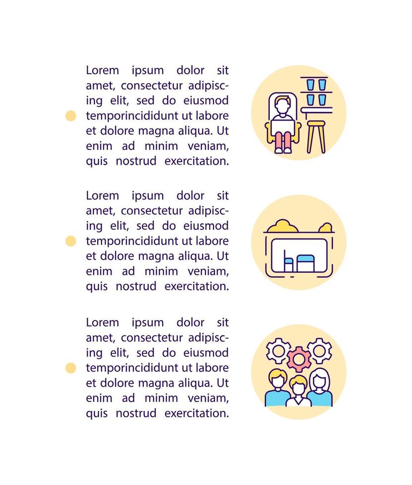 Refuge space in office concept line icons with text vector