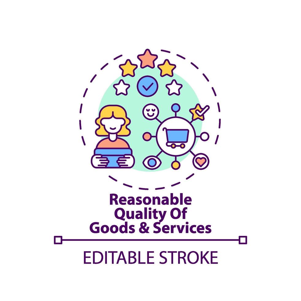 Icono de concepto de calidad de bienes y servicios razonables vector