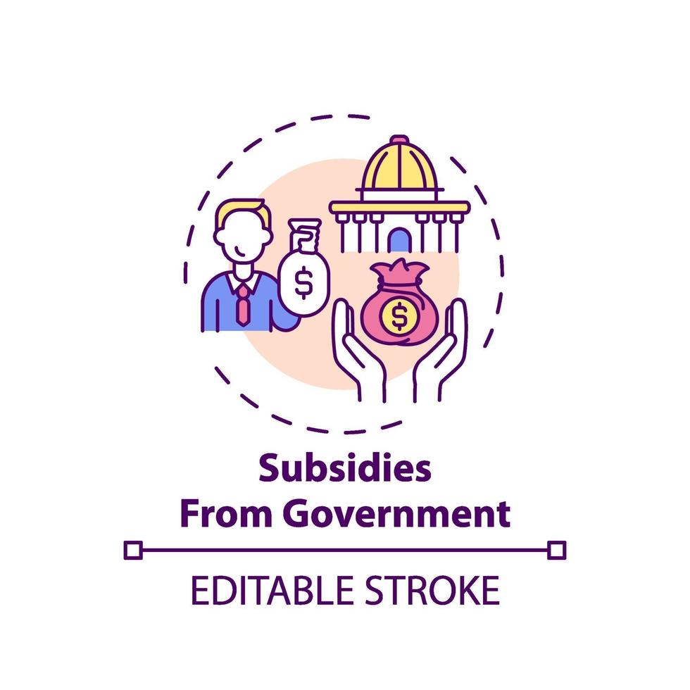 Government subsidies concept icon vector