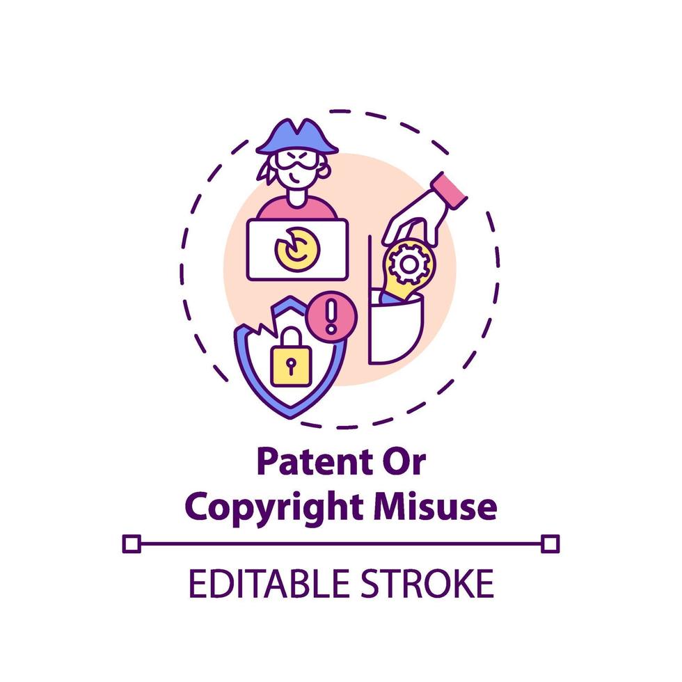 Patent and copyright misuse concept icon vector