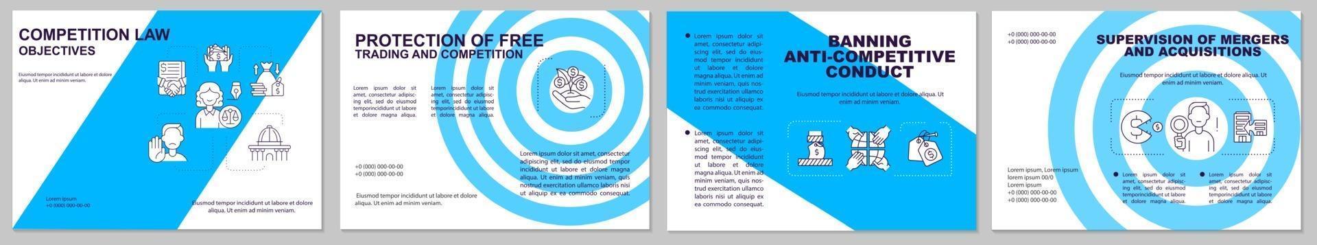 Competition law objectives brochure template vector