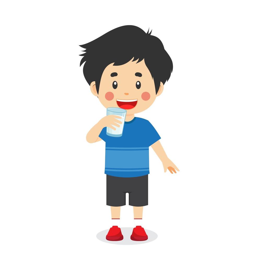 Happy Kid Boy Drinks Milk vector