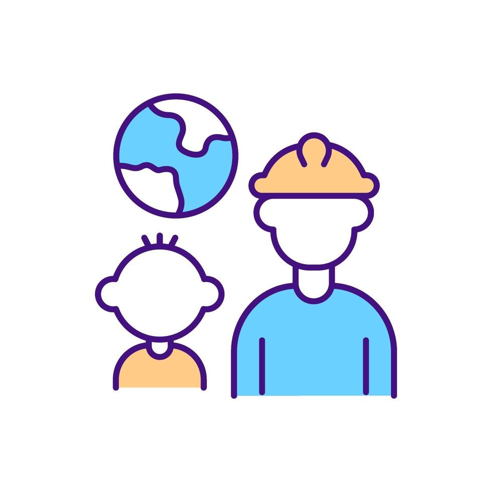Migrant worker family RGB color icon vector
