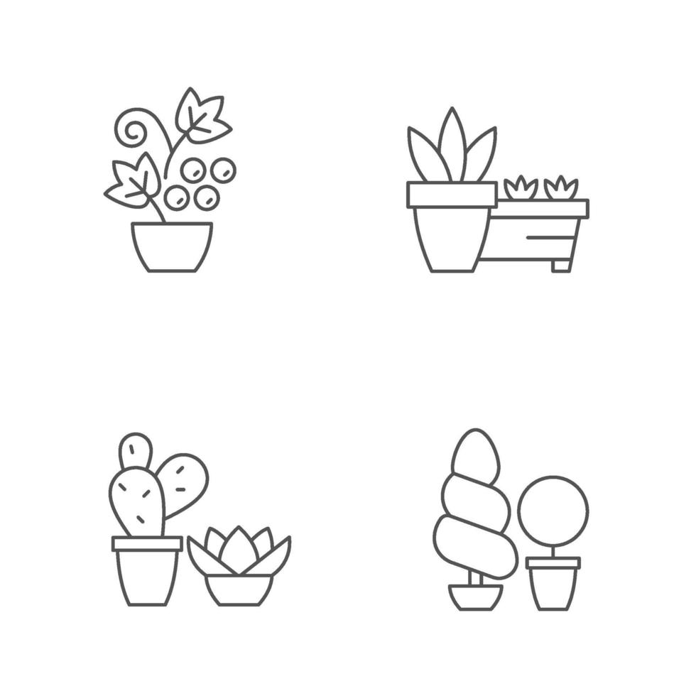 Gardening store categories linear icons set vector