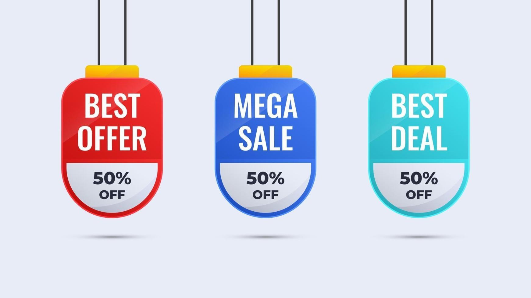 Promotion sale label, sticker, banner template. Colorful design with interesting options. Vector illustration.