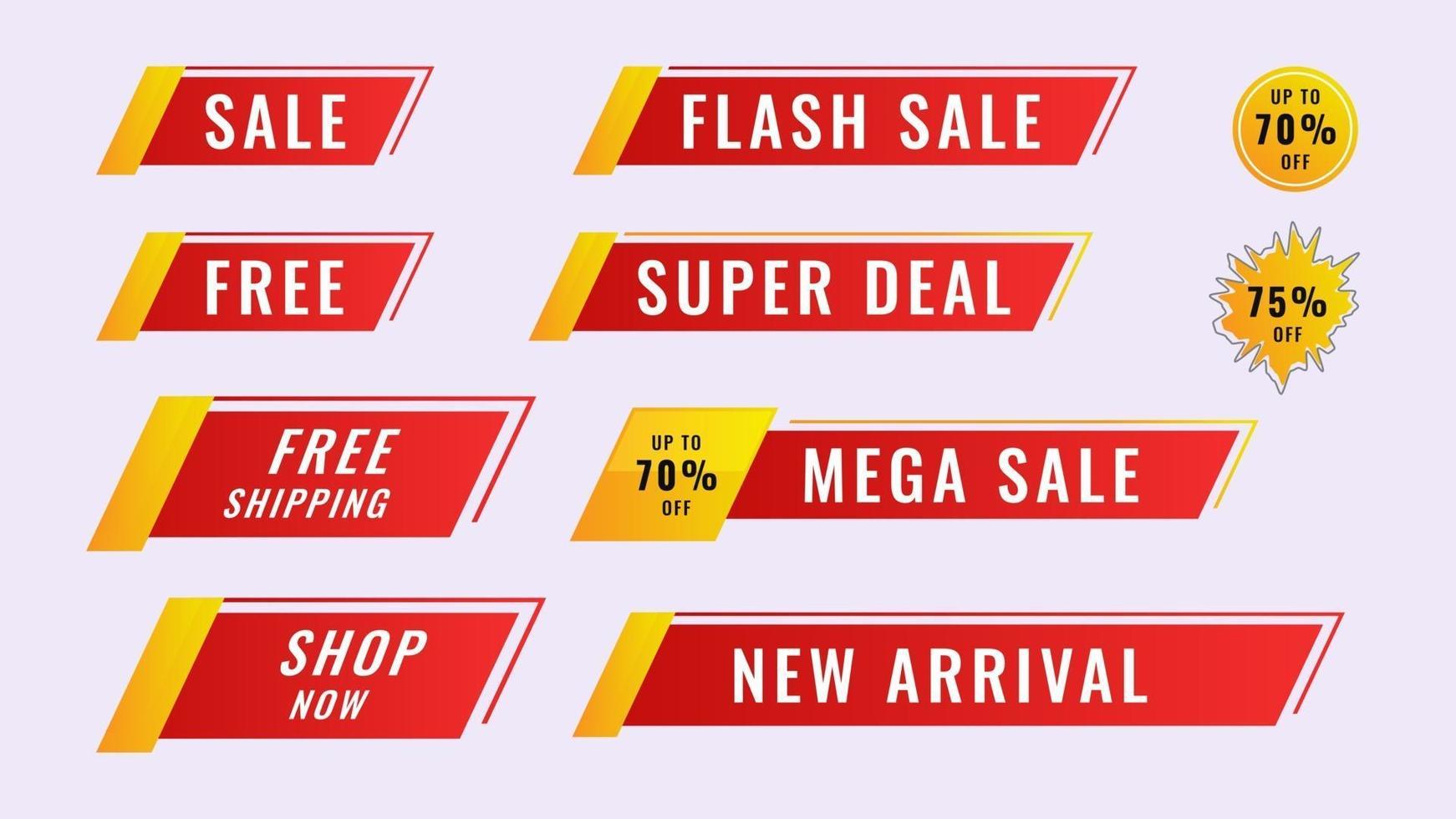 Sale label tag collection template. Set label promotion banner. Suitable for lower third video broadcast. Vector illustration.