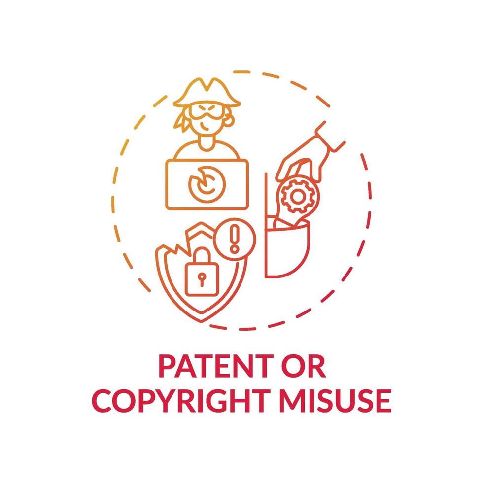 Patent and copyright misuse concept icon vector