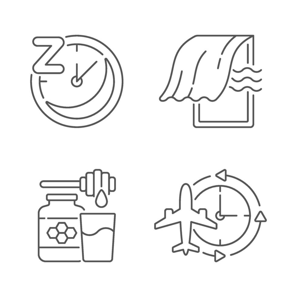 Recommendations to improve sleep linear icons set vector