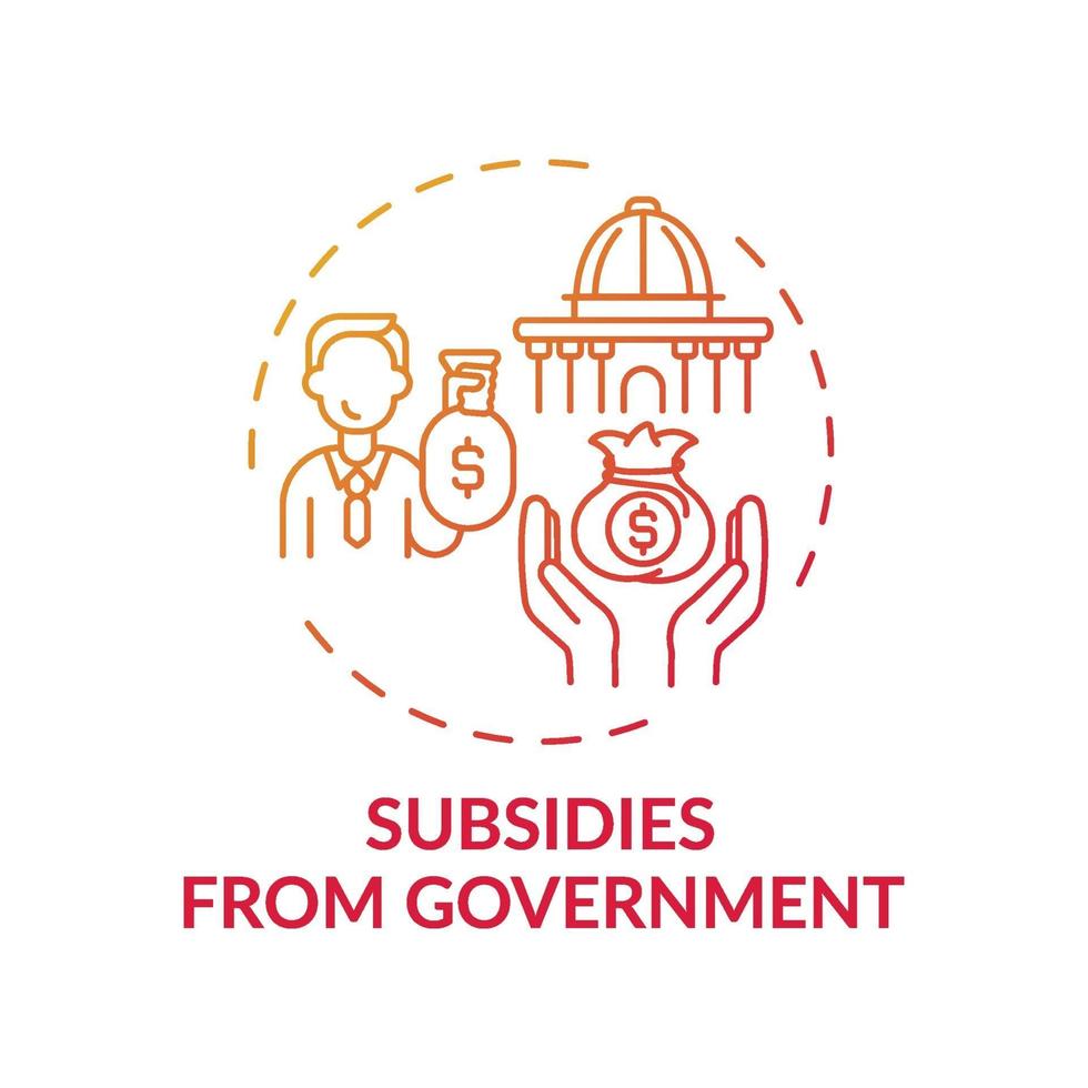 icono de concepto de subsidios del gobierno vector