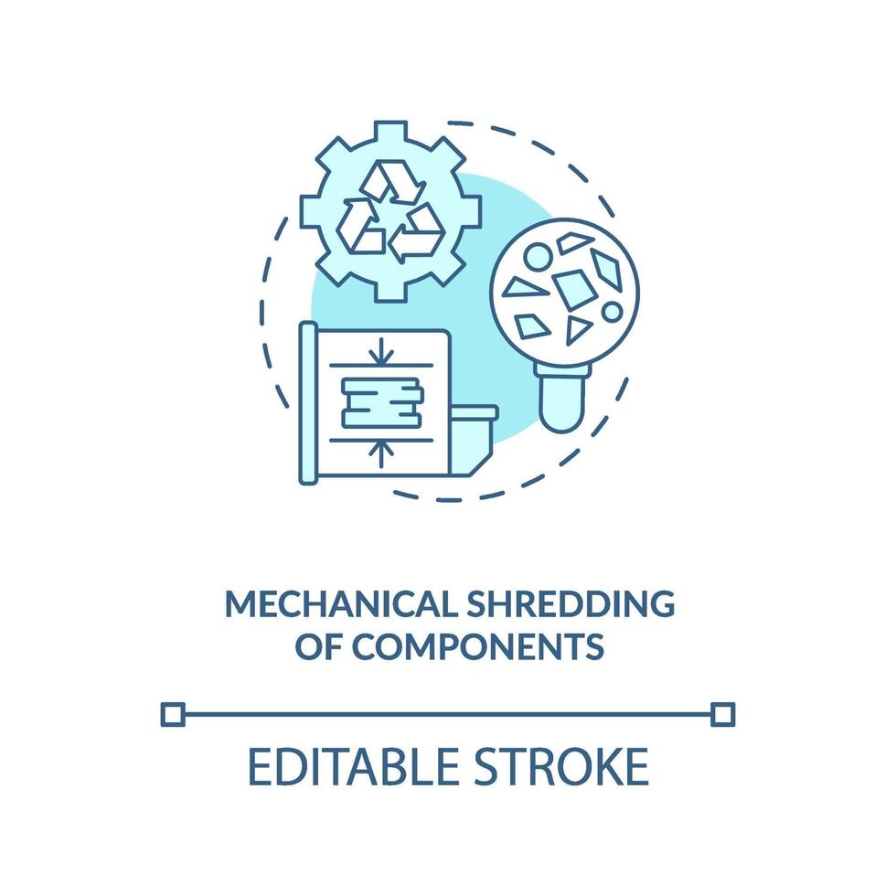 icono de concepto de trituración de componentes mecánicos vector