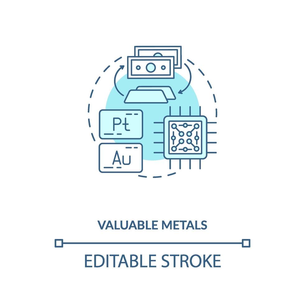 icono de concepto de metales valiosos vector