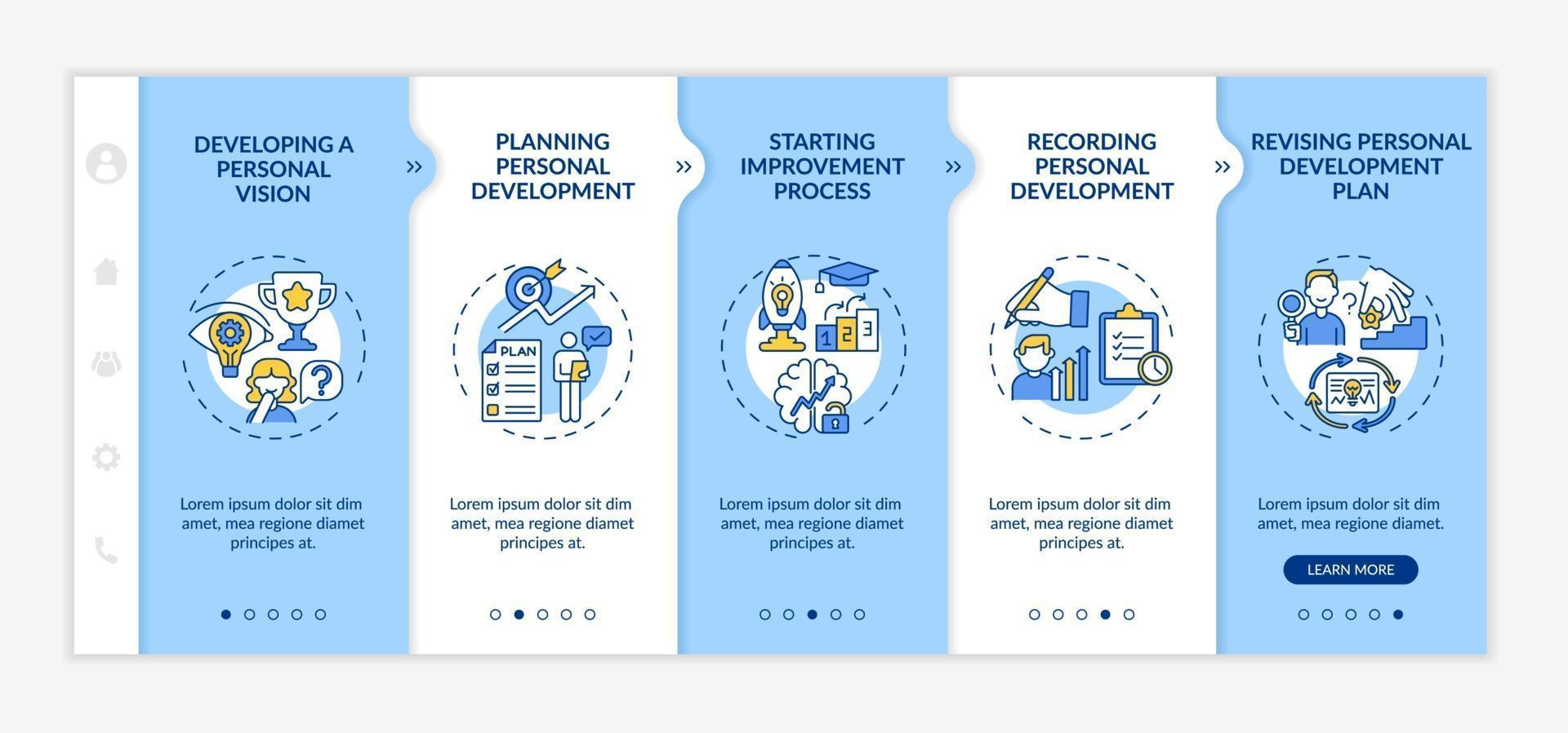 Personal development progress onboarding vector template