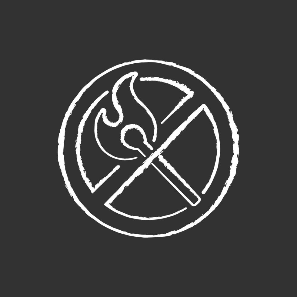 No open flame chalk white icon on black background vector