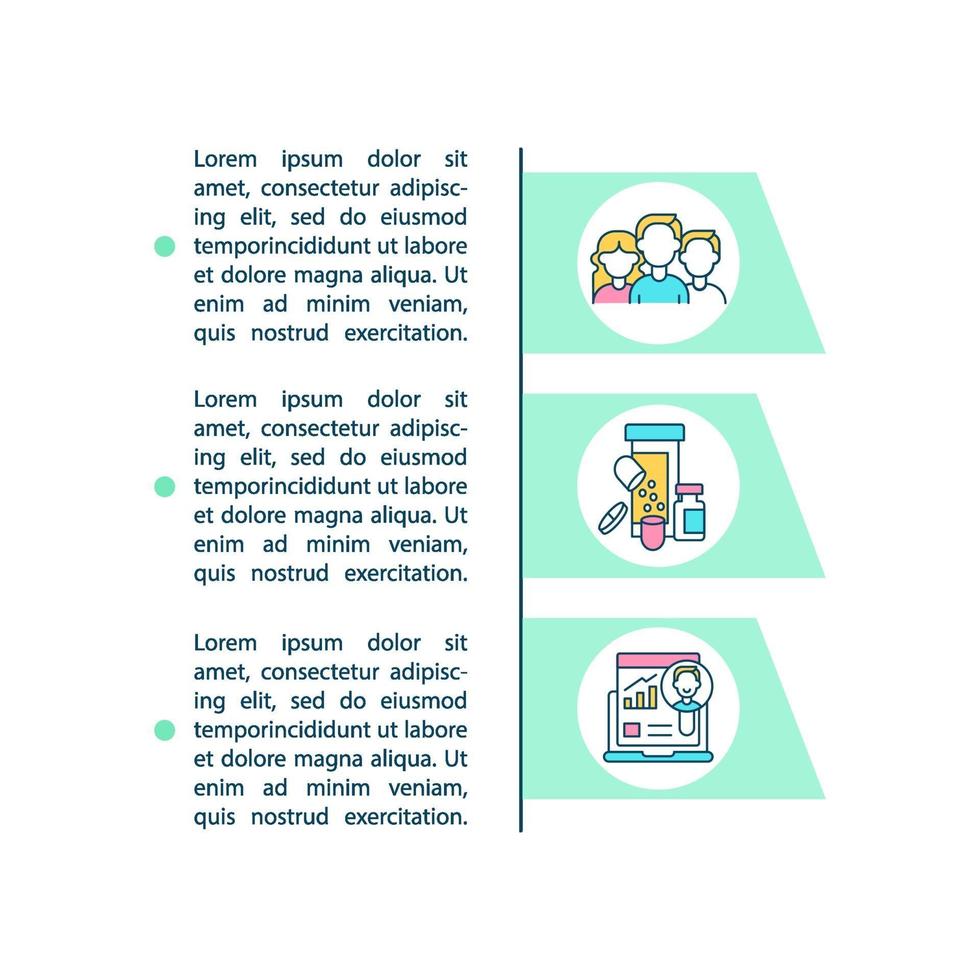 Iconos de línea de concepto de estudios observacionales con texto vector