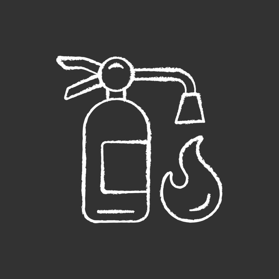 Fire extinguisher chalk white icon on black background vector