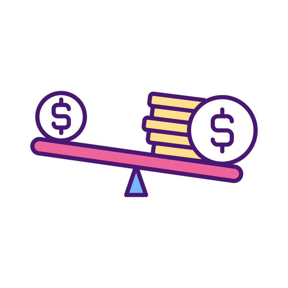 desequilibrios salariales icono de color rgb vector