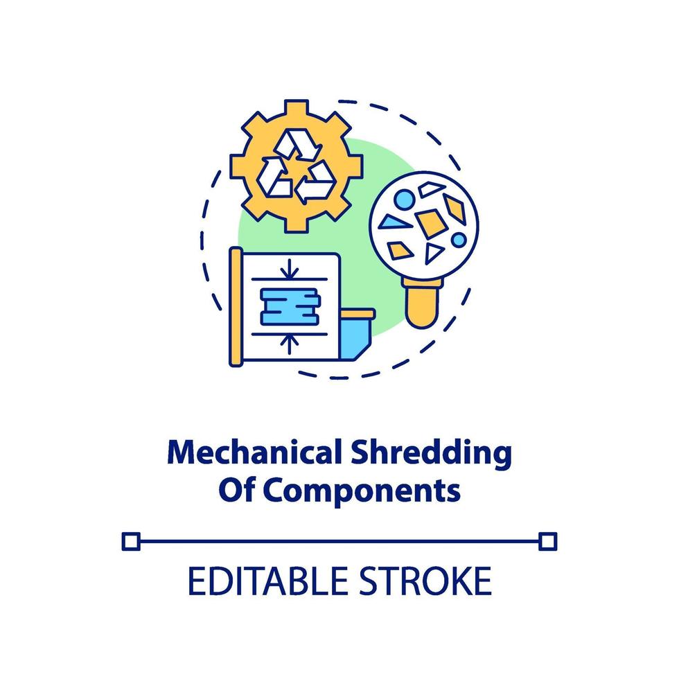 icono de concepto de trituración de componentes mecánicos vector