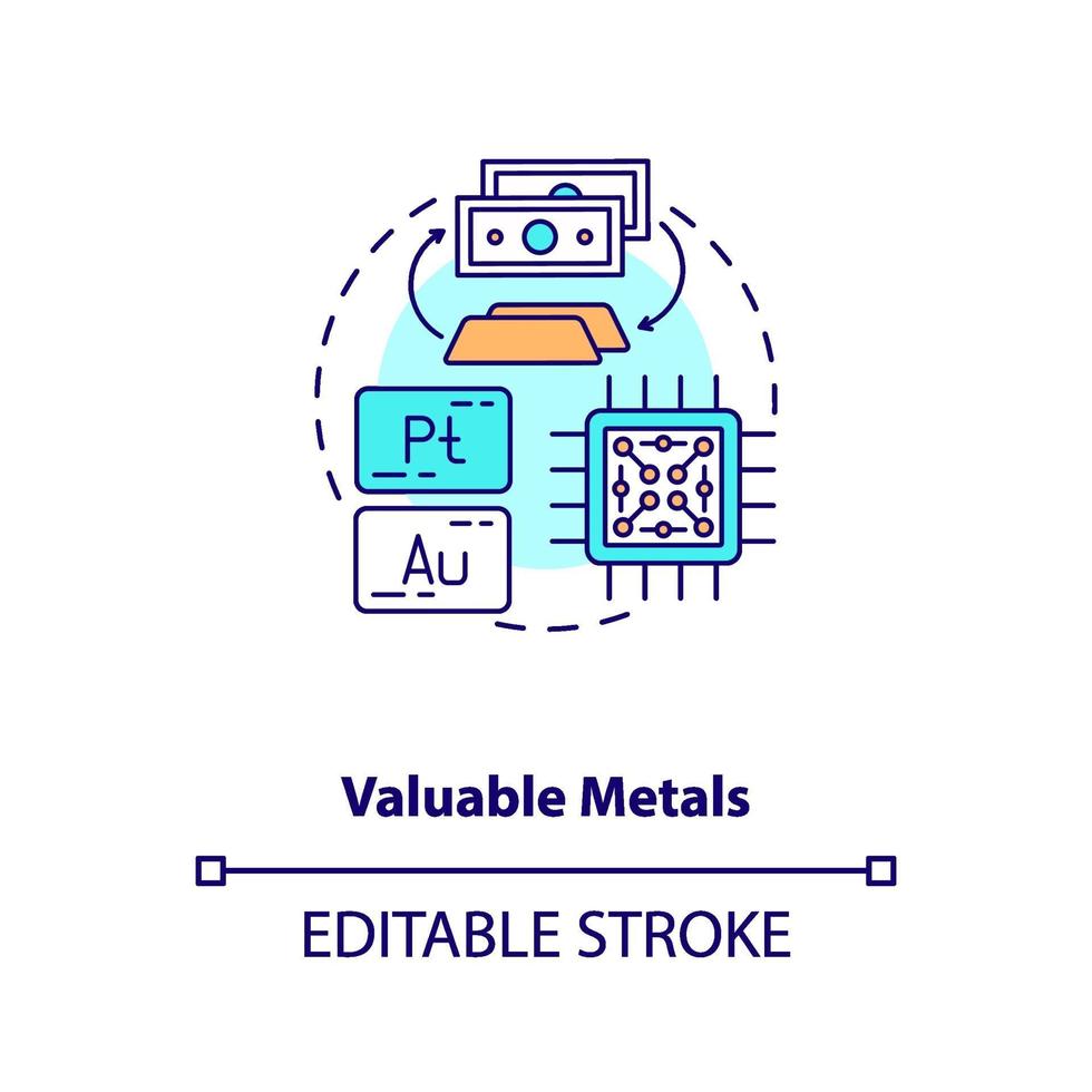 icono de concepto de metales valiosos vector