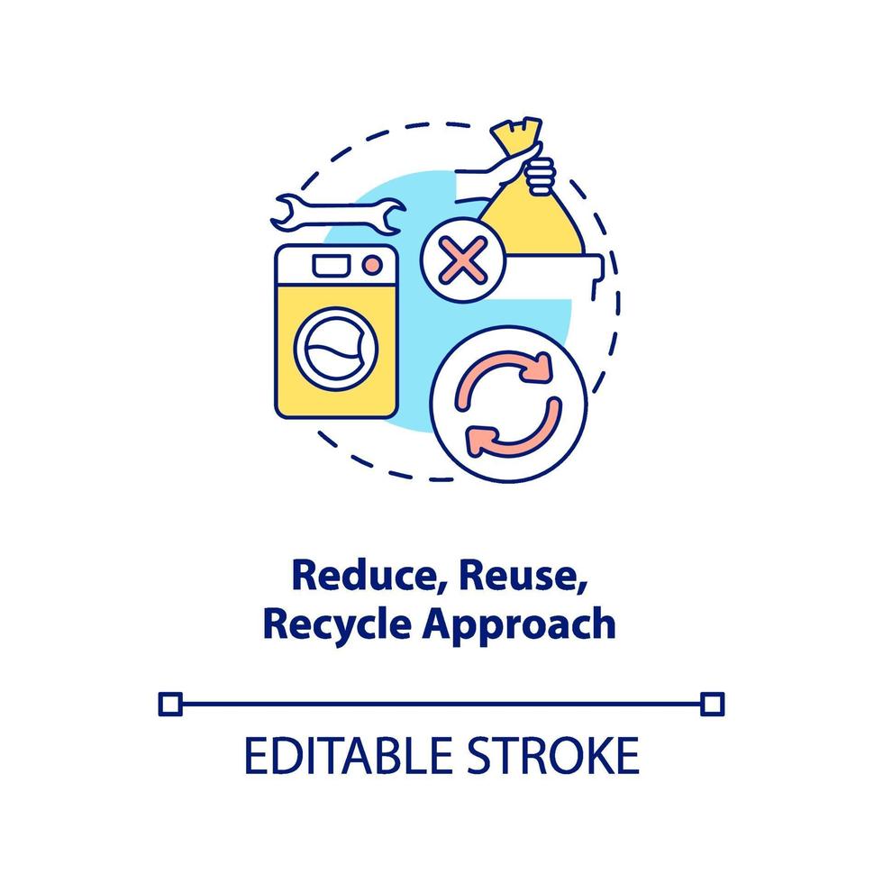 Reduce, reuse, recycle approach concept icon vector