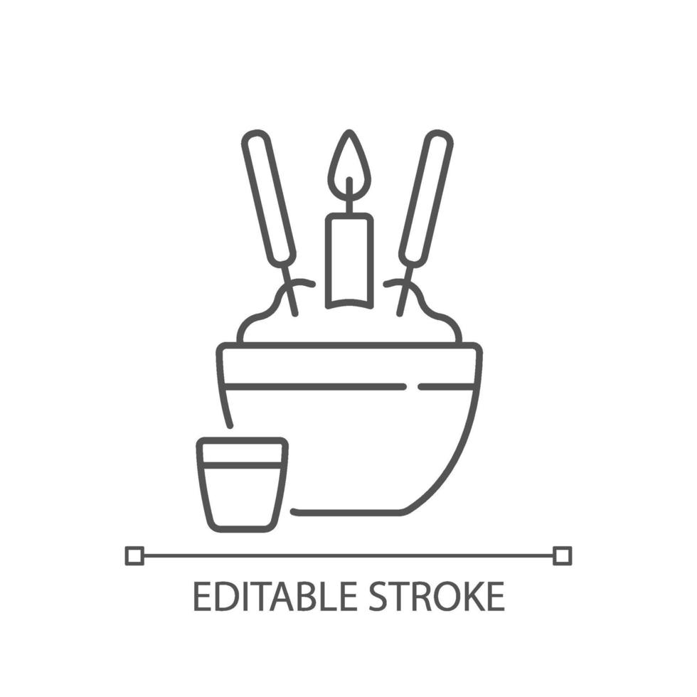 Rice bowl linear icon vector