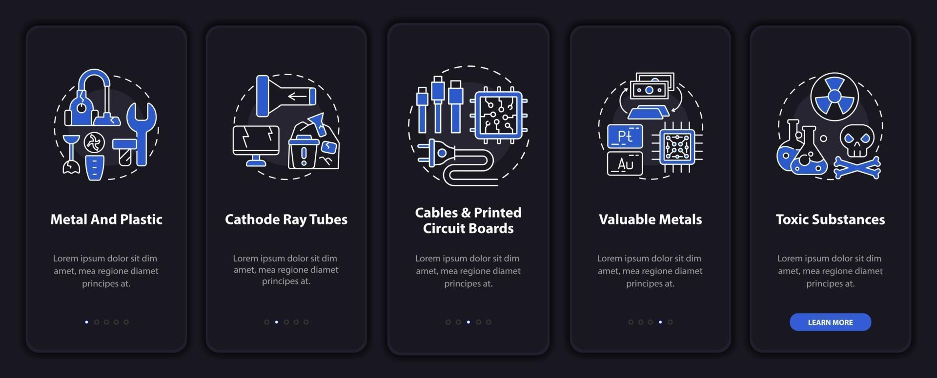 E-scrap parts onboarding mobile app page screen with concepts vector