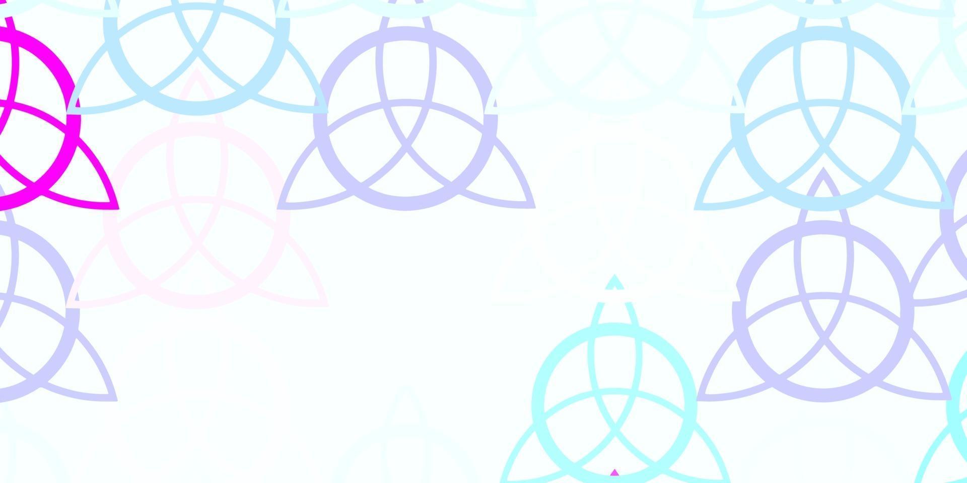 textura de vector rosa claro, azul con símbolos religiosos.