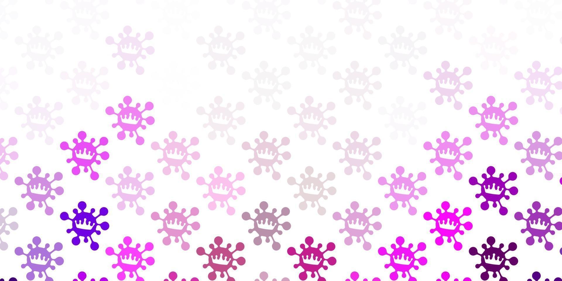 Light purple, pink vector backdrop with virus symbols.