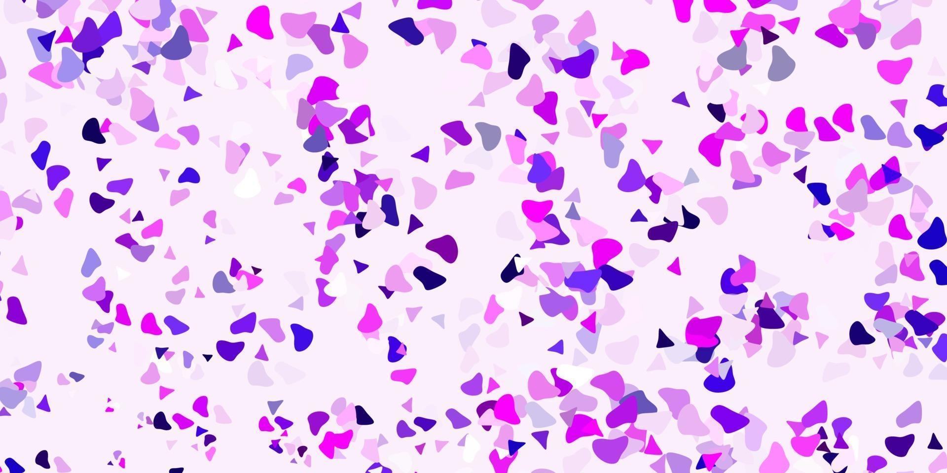 Light purple, pink vector texture with memphis shapes.
