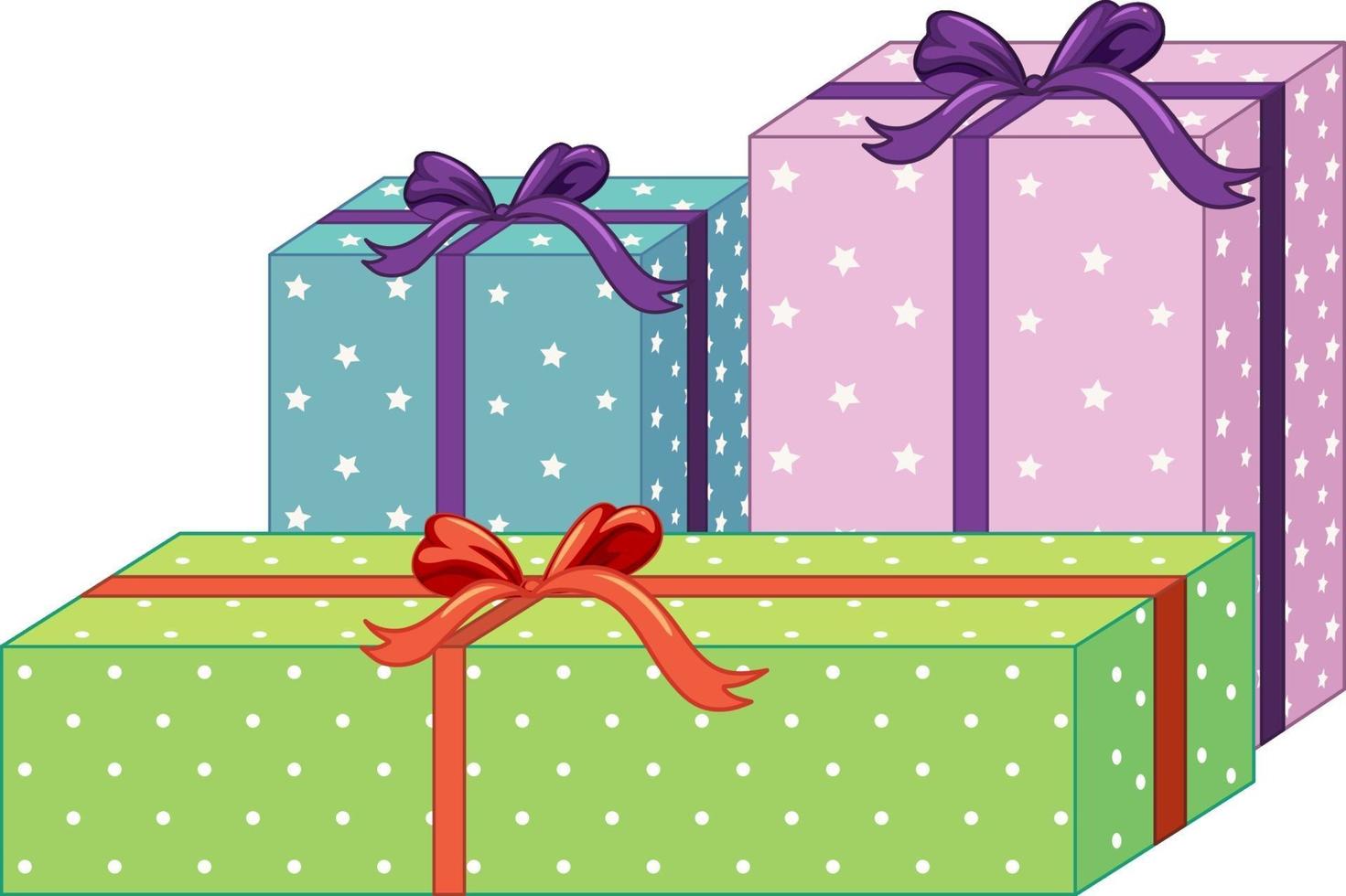 Conjunto de diferentes cajas de regalo aislado sobre fondo blanco. vector